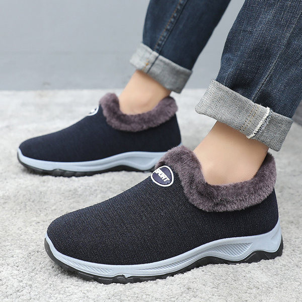 Muške zimske cipele s toplom postavom - crne boje