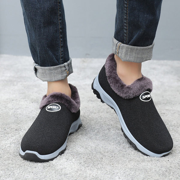 Muške zimske cipele s toplom postavom - crne boje