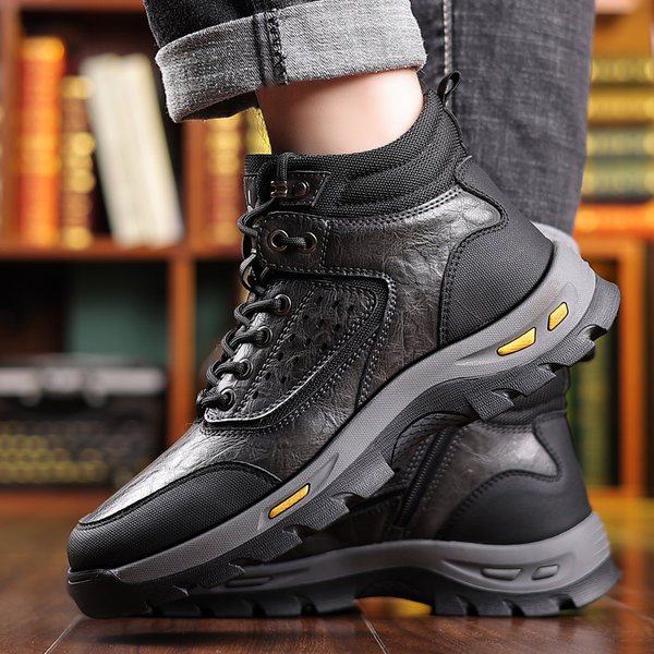 Ανδρικές χειμερινές μπότες από ψεύτικο δέρμα με πουπουλένια φόδρα