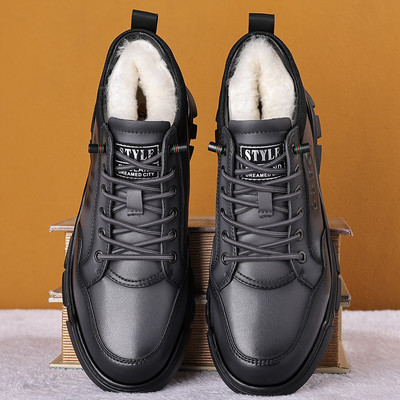 Зимни мъжки обувки от еко кожа с мека подплата