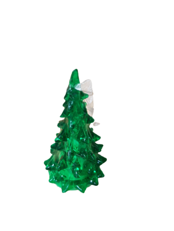 Играчка за елха,Елха,8 см,светеща, Зелена/Бяла