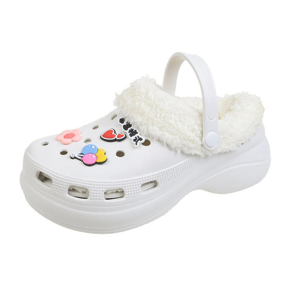 Домашни гумени чехли с топла подплата и апликация