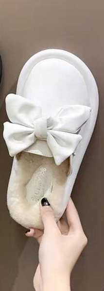 Moteriškos odinės šlepetės su kaspinu ir šiltu pamušalu