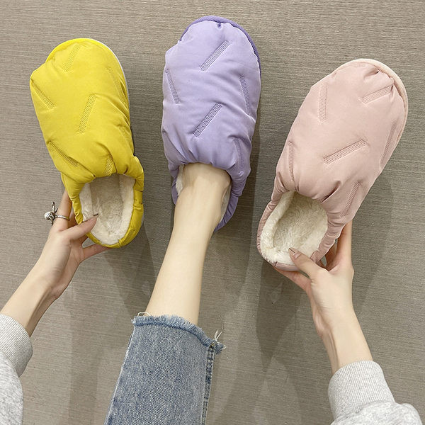 Дамски пантофи с топла подплата в три цвята