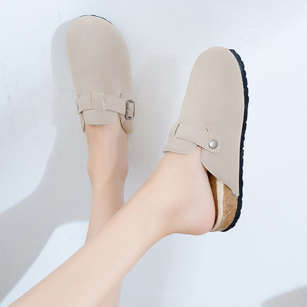 Trijų spalvų namų šlepetės su šiltu pamušalu ir sagtimi