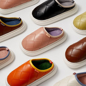 Дамски кожени пантофи с топла подплата