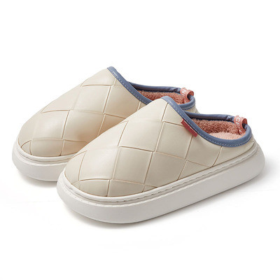 Дамски кожени пантофи с топла подплата