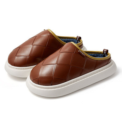 Дамски кожени пантофи с топла подплата