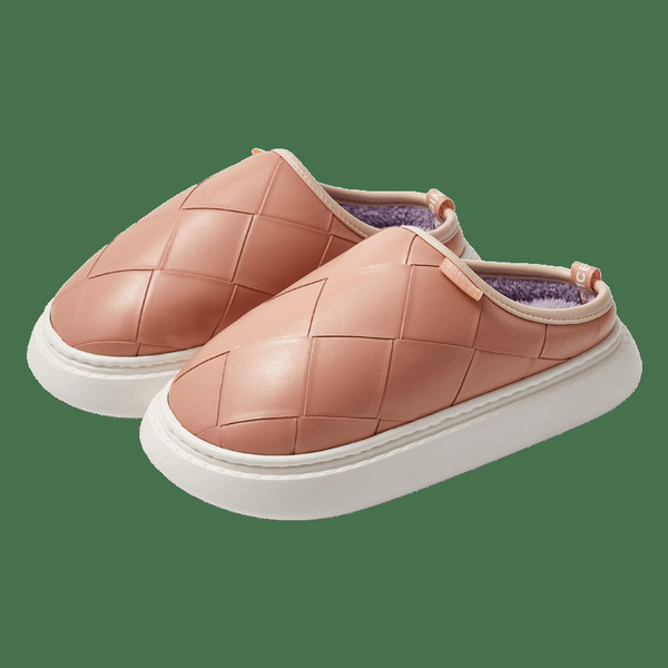 Дамски кожени пантофи с топла подплата