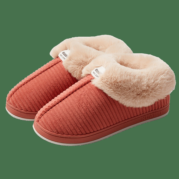 Текстилни домашни пантофи с подплата от еко косъм