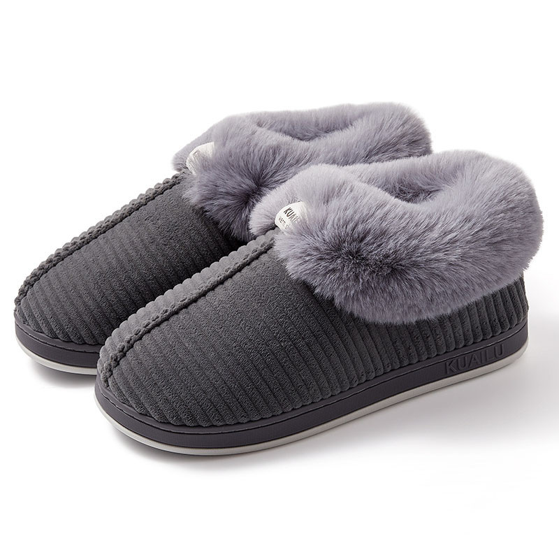 Текстилни домашни пантофи с подплата от еко косъм