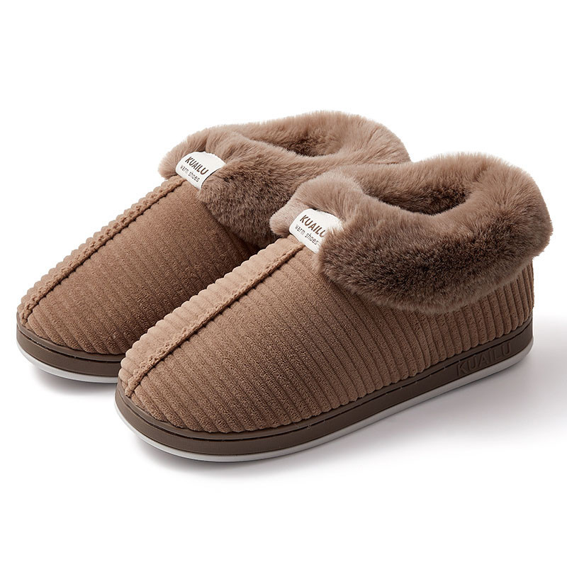 Текстилни домашни пантофи с подплата от еко косъм