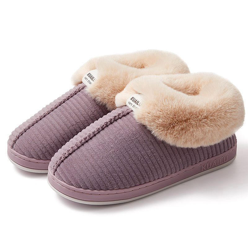 Текстилни домашни пантофи с подплата от еко косъм