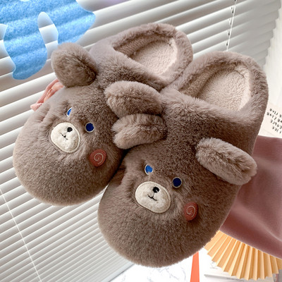 Дамски пухени пантофи с 3D елемент - два модела