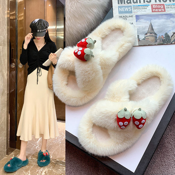 Домашни пухени чехли с 3D  елемент