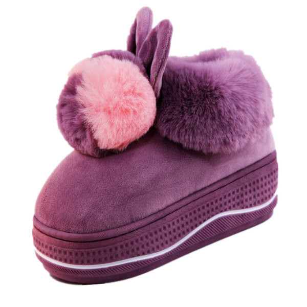 Дамски домашни пантофи с висока платформа и 3D декорация