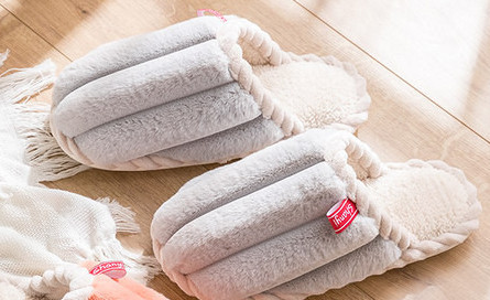 Пухени домашни пантофи с топла подплата