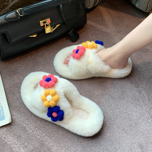 Дамски пухени чехли с цветя -няколко цвята