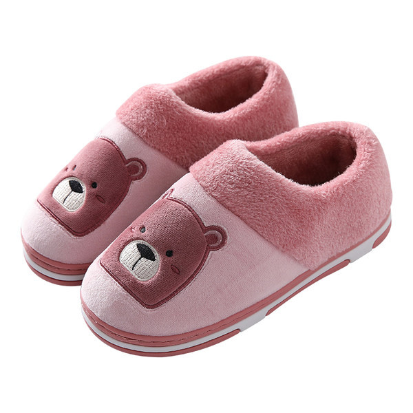 Зимни дамски пантофи с бродерия мече