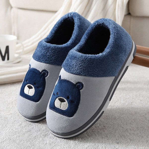 Зимни дамски пантофи с бродерия мече