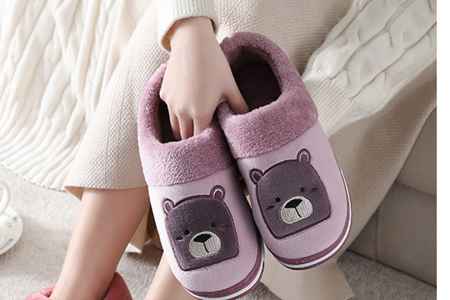 Зимни дамски пантофи с бродерия мече