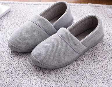 Дамски текстилни пантофи в сив и розов цвят