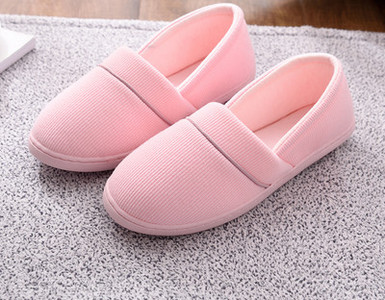 Дамски текстилни пантофи в сив и розов цвят