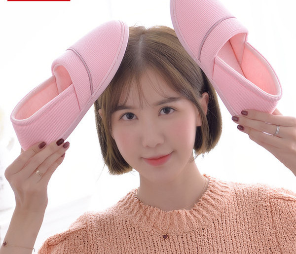 Дамски текстилни пантофи в сив и розов цвят