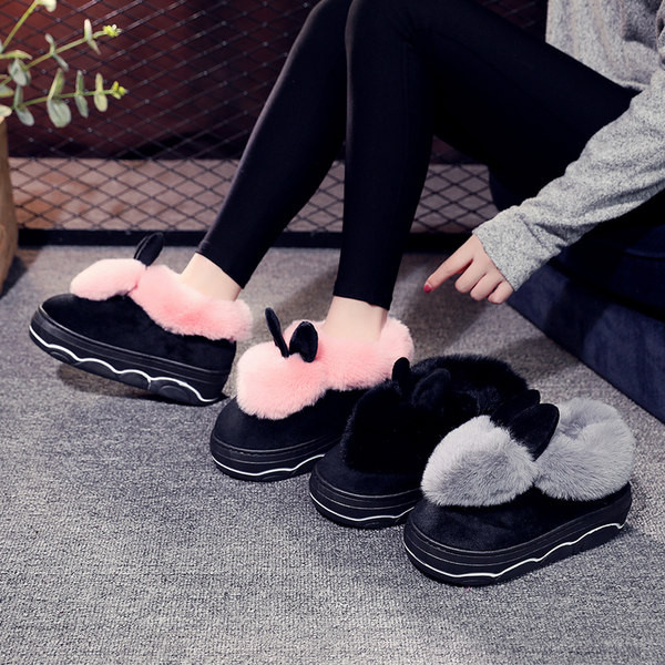 Топли дамски пантофи с пух в четири цвята