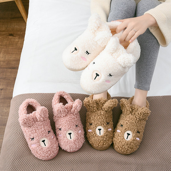 Домашни плюшени пантофи с апликация за жени