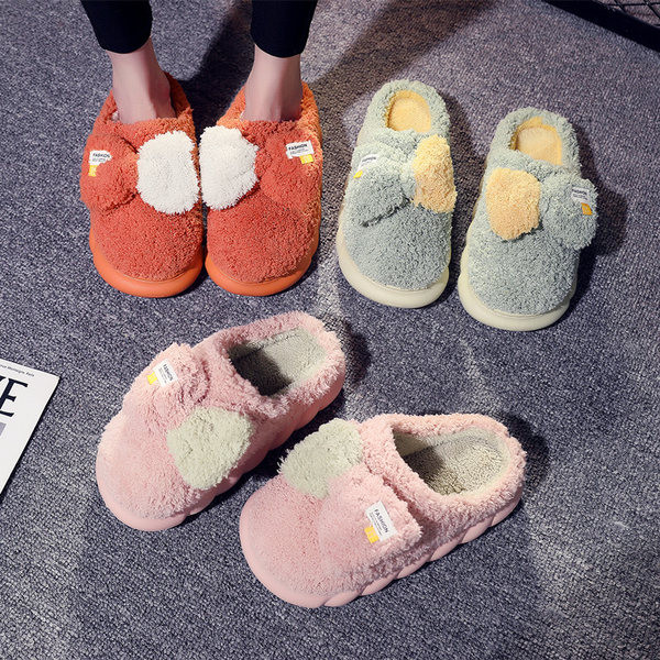 Дамски домашни пухени чехли с панделка