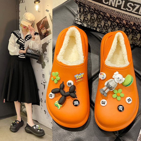 Гумени чехли с пухена подплата