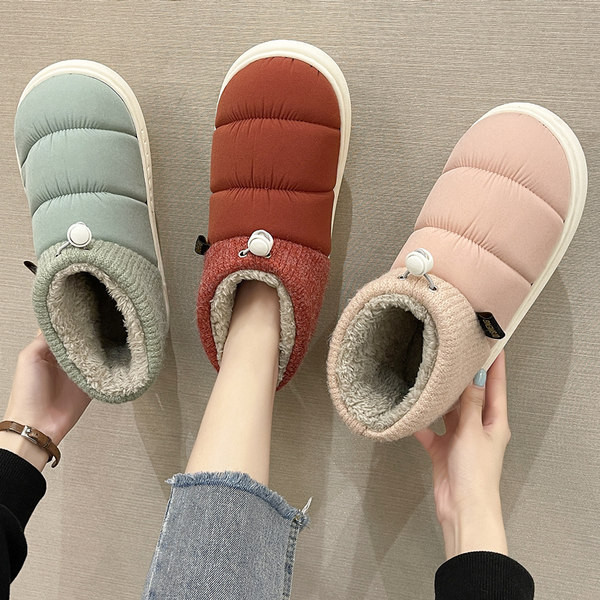 Дамски текстилни пантофи до глезена с топла подплата