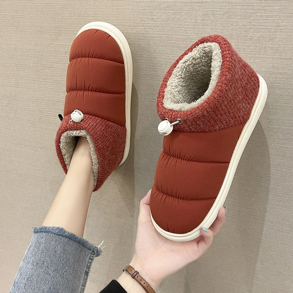 Дамски текстилни пантофи до глезена с топла подплата