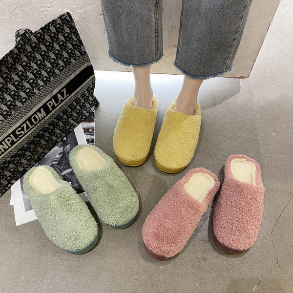 Дамски плюшени домашни чехли няколко цвята 