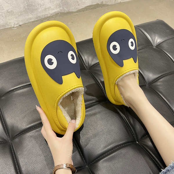 Дамски пантофи с топла подплата и 3D декорация