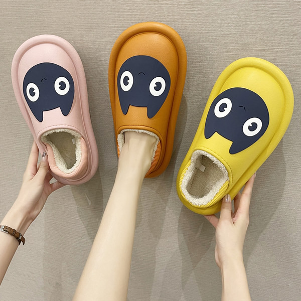 Дамски пантофи с топла подплата и 3D декорация