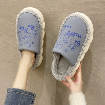 Indoor home can wear warm cotton slippers for women in winter cute fashion cartoon little girl non-slip Baotou cotton slippers for women