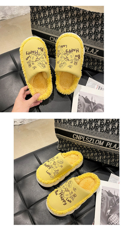 În interiorul casei poate purta papuci de bumbac calduri pentru femei iarna drăguț de moda desene animate fetiță anti-alunecare papuci de bumbac Baotou pentru femei