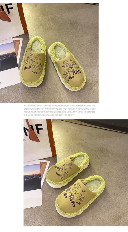 În interiorul casei poate purta papuci de bumbac calduri pentru femei iarna drăguț de moda desene animate fetiță anti-alunecare papuci de bumbac Baotou pentru femei