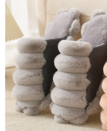 Дамски домашни чехли с равна подметка-еко пух