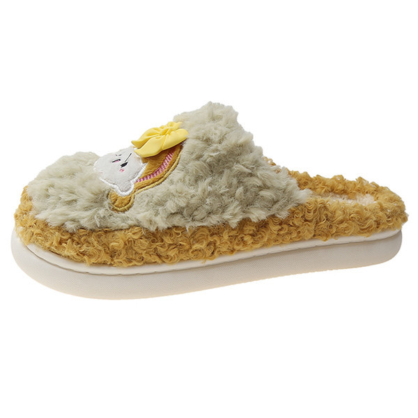 Cute cartoon girl heart little girl plush cotton slippers female winter ins home non-slip thick bottom warm cotton slippers