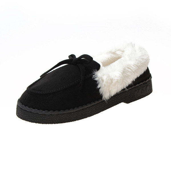 Дамски пантофи от еко велур с топла подплата и панделка 