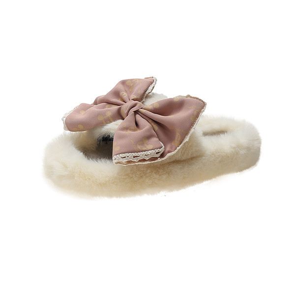 Стилни дамски меки пантофи с панделка