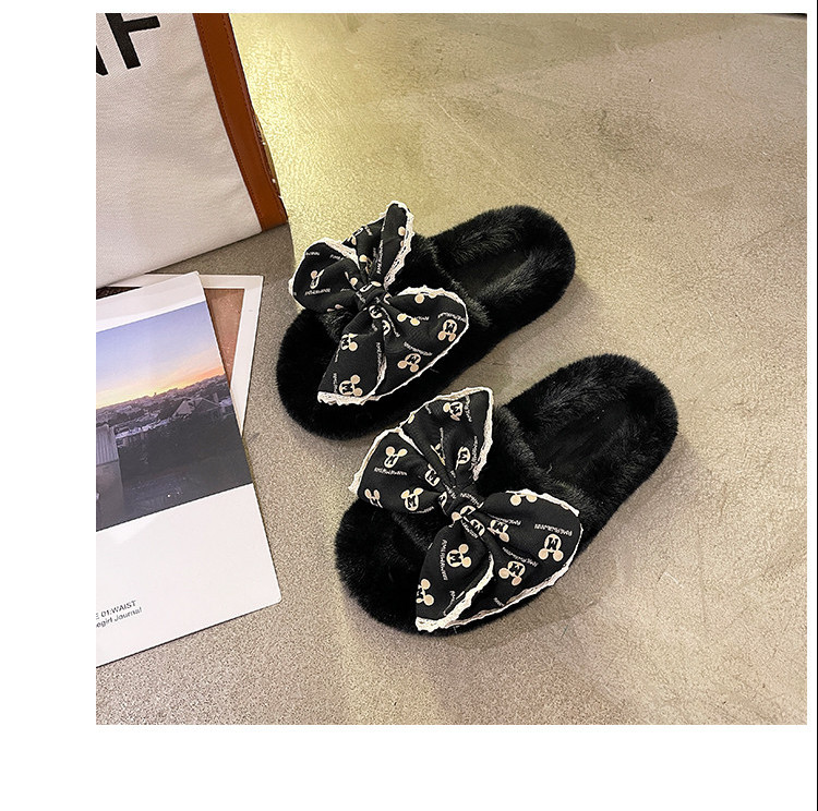 Стилни дамски меки пантофи с панделка