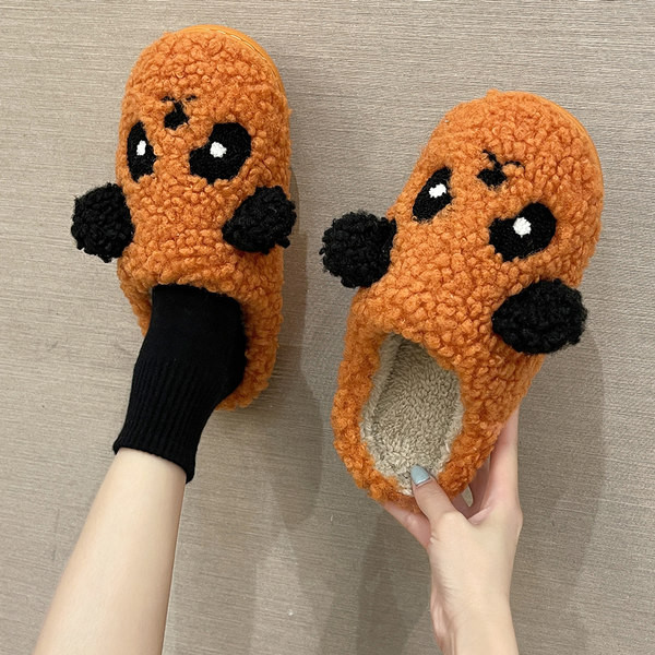 Дамски пантофи с пух и 3D елемент