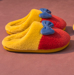 Дамски домашни чехли с равна подметка и панделка 