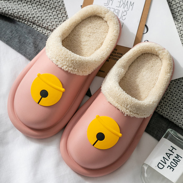 Дамски домашни чехли с топла подплата и апликация 