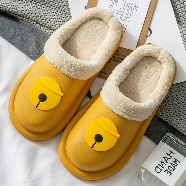 Дамски домашни чехли с топла подплата и апликация 