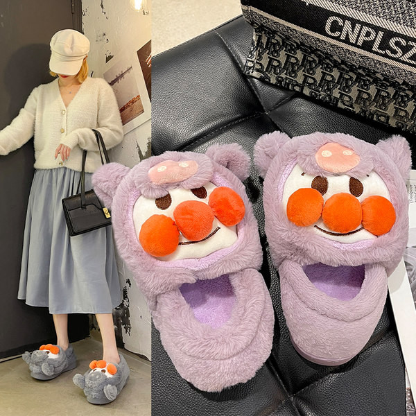 Нов модел пухена пантофи с 3D елемент за жени